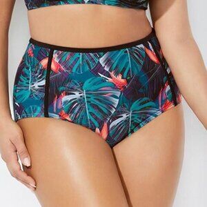 NWT Swimsuits For All Madame High Waist Tropical Print Bikini Bottom, 14